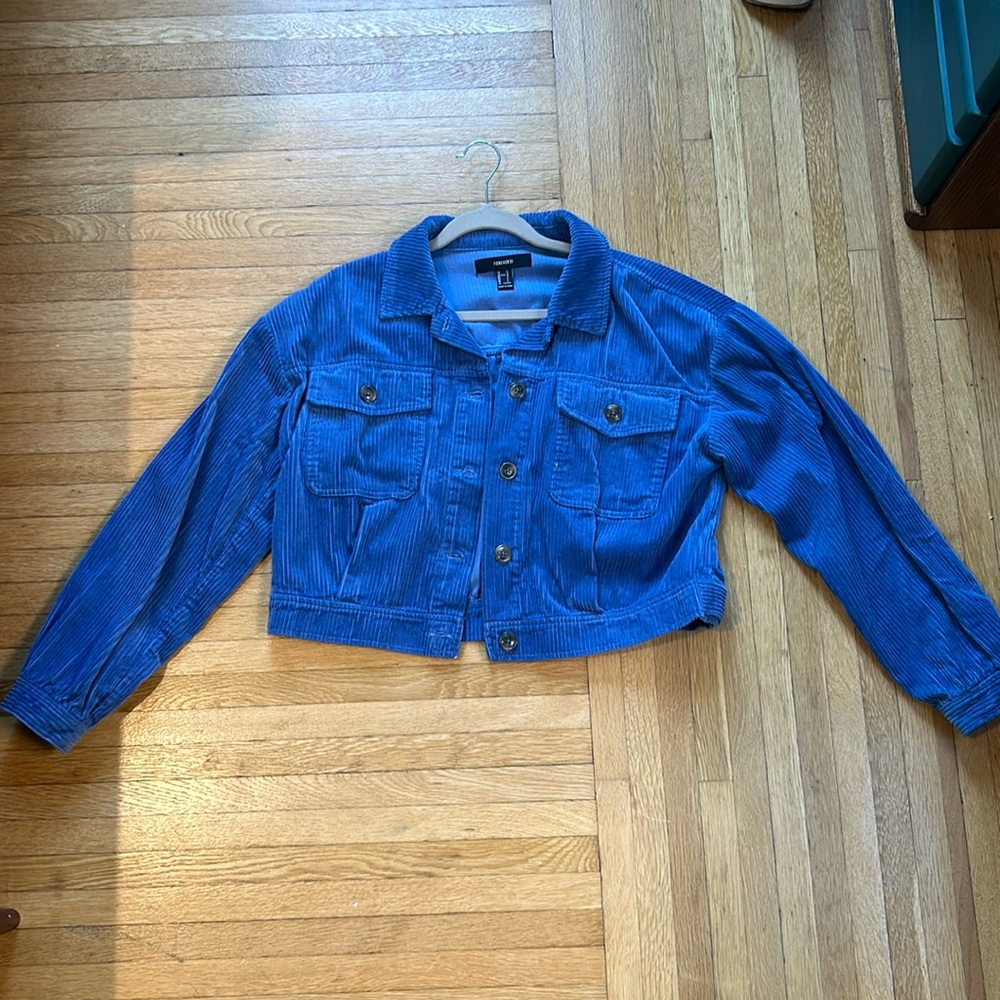 FOREVER21 Blue Corduroy Shirt Jacket (Shacket) - Size Large